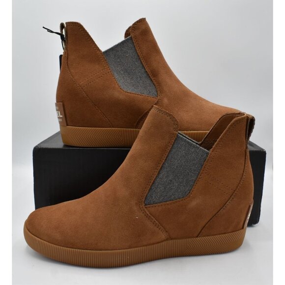 Sorel Womens Size 10 Out N About Wedge Velvet Tan Suede Gum 2 Waterproof Shoes - Picture 11 of 13